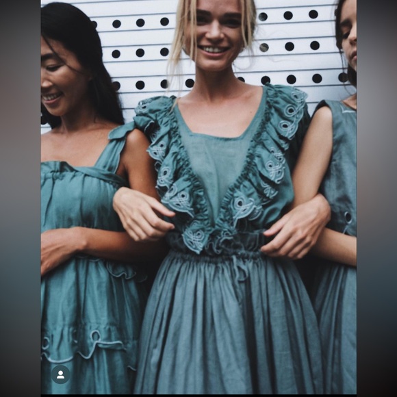 Innika Choo Seafoam Scallop Frill Ruffle Mini Dress 0 - Picture 4 of 6